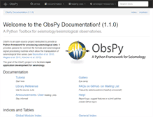 Tablet Screenshot of docs.obspy.org
